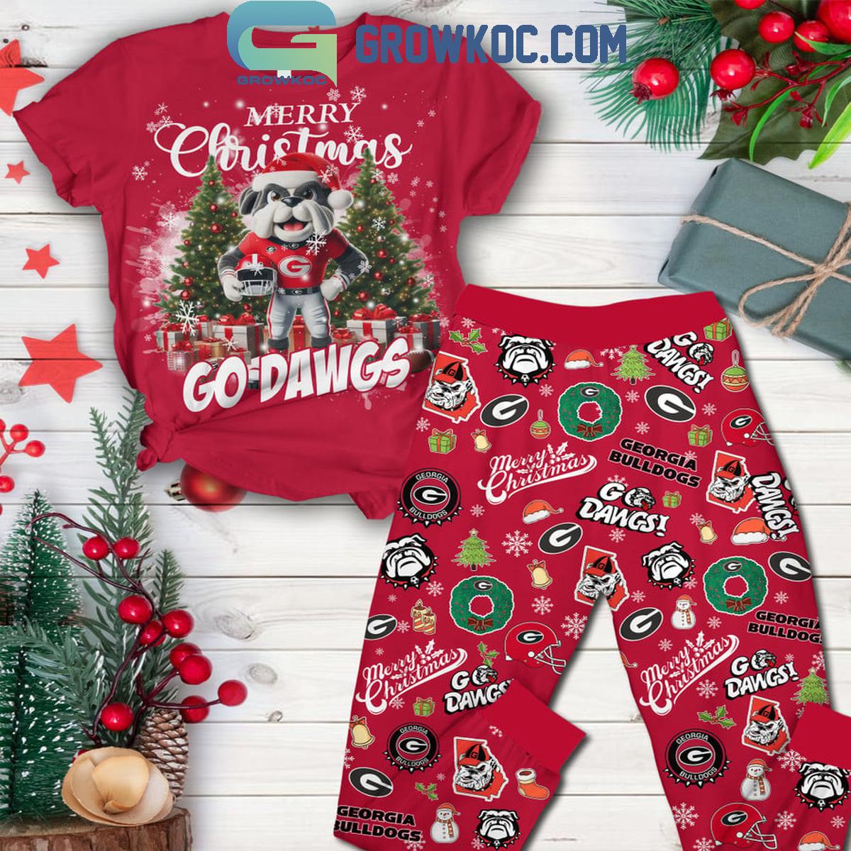 Georgia Bulldogs 2024 Football Merry Christmas Go Dawgs Fleece Pajamas Set 1 xU7za