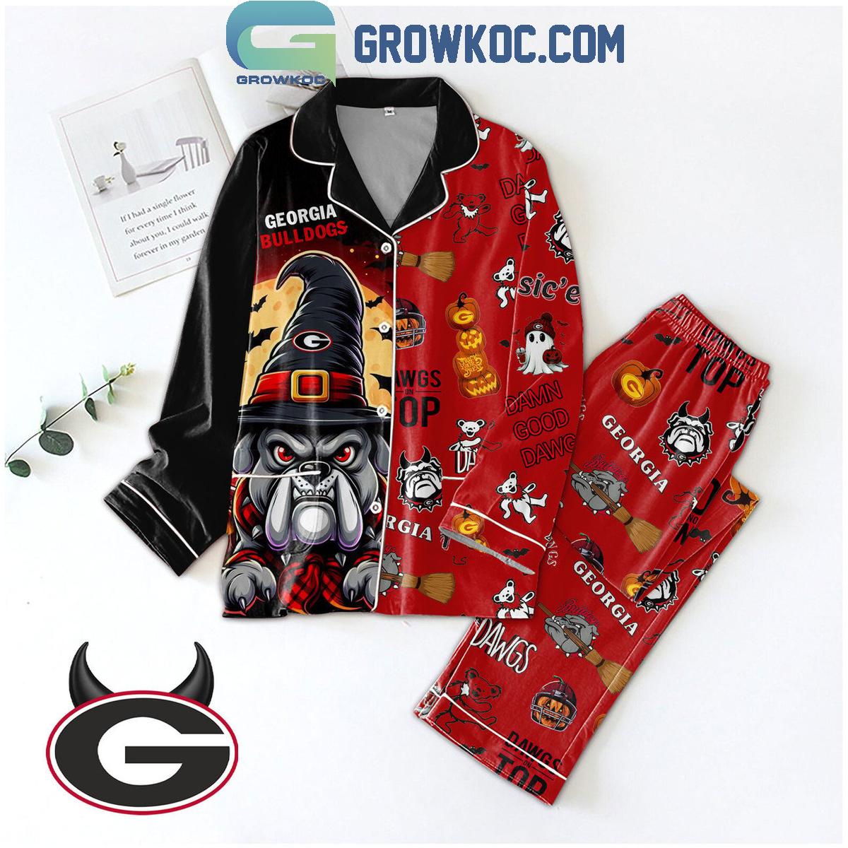 Georgia Bulldogs Dawgs Top Go Dawgs Halloween Polyester Pajamas Set 1 1YmGA