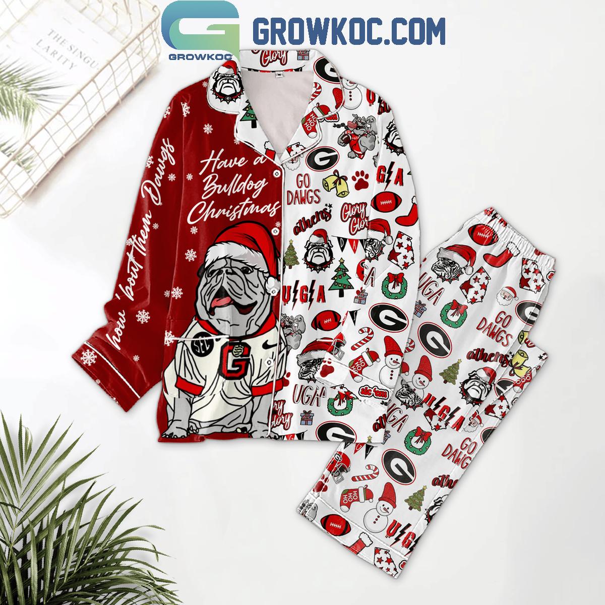 Georgia Bulldogs Have A Bulldog Christmas Polyester Pajamas Set 1 cKdsS
