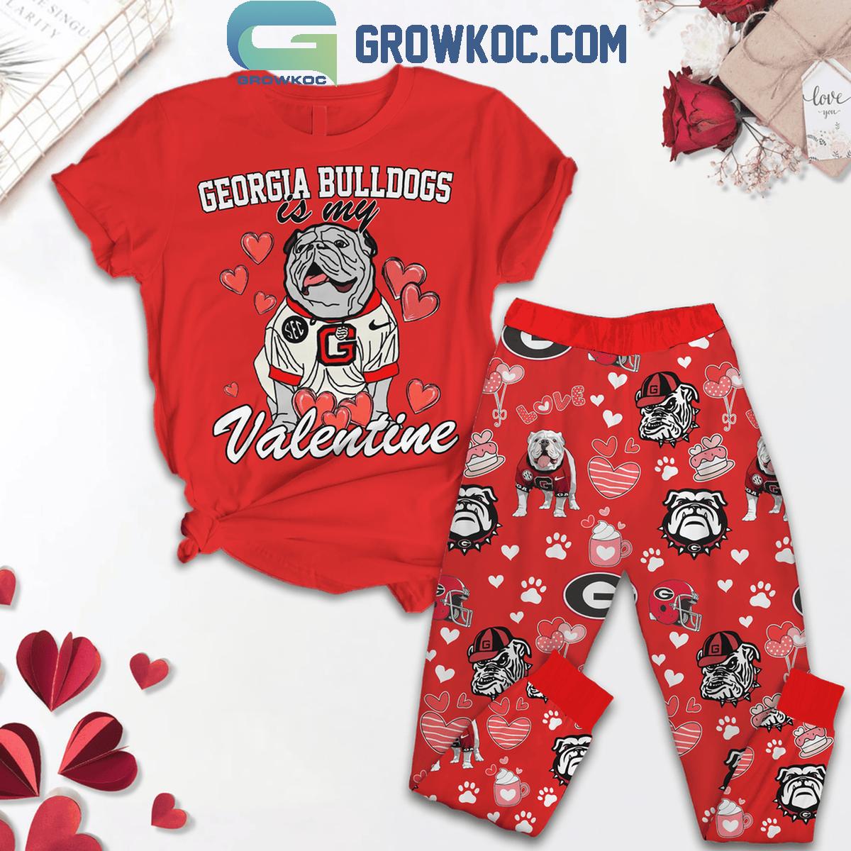 Georgia Bulldogs Is My Valentine 2025 Fleece Pajamas Set 1 Ojtza