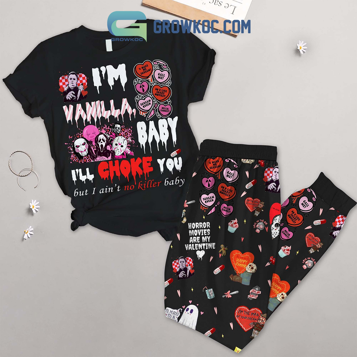 Ghostface Michael Myers I Am Vanilla Baby Fleece Pajamas Set2B1 ngFni