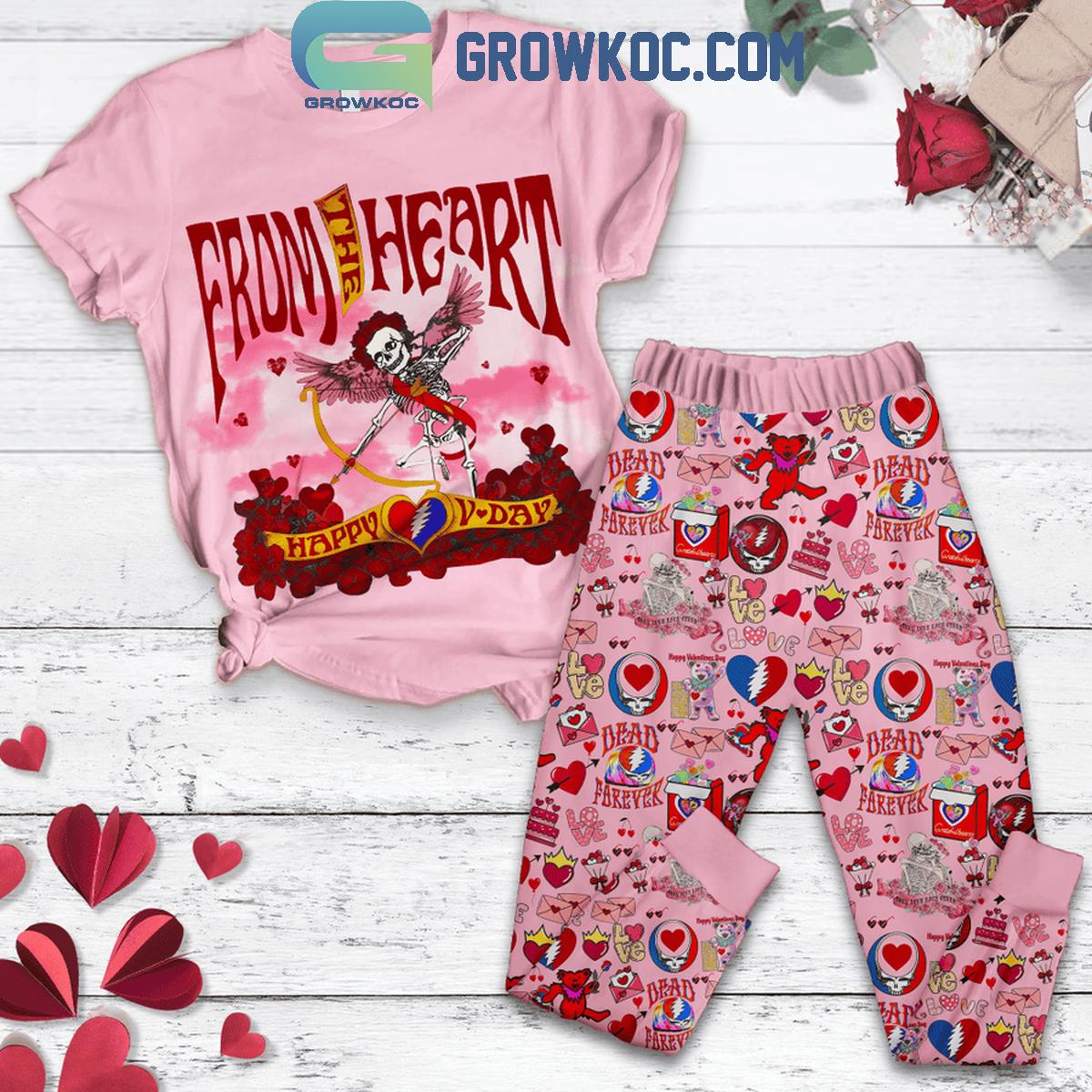 Grateful Dead From The Heart Valentines Day 2025 Fleece Pajamas Set 1 LyTSx