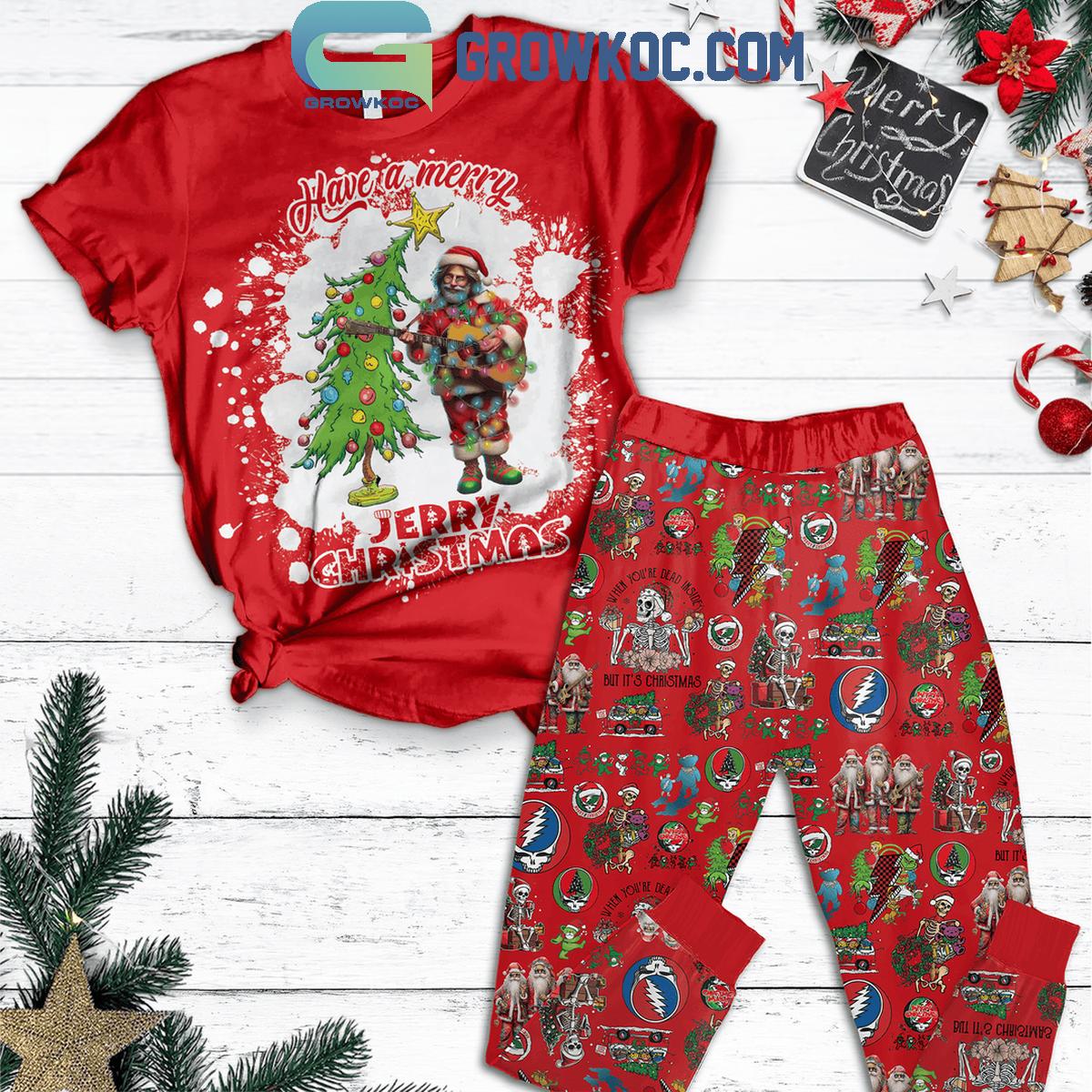 Grateful Dead Have A Merry Jerrymas Christmas Fleece Pajamas Set 1 6wtW4