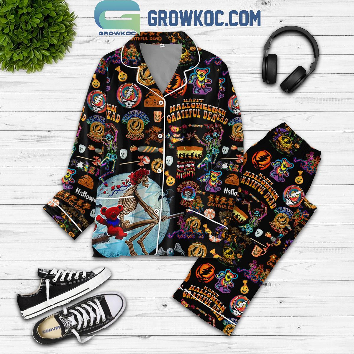 Grateful Dead In Halloween With Dancing Bear Polyester Pajamas Set 1 69Grp