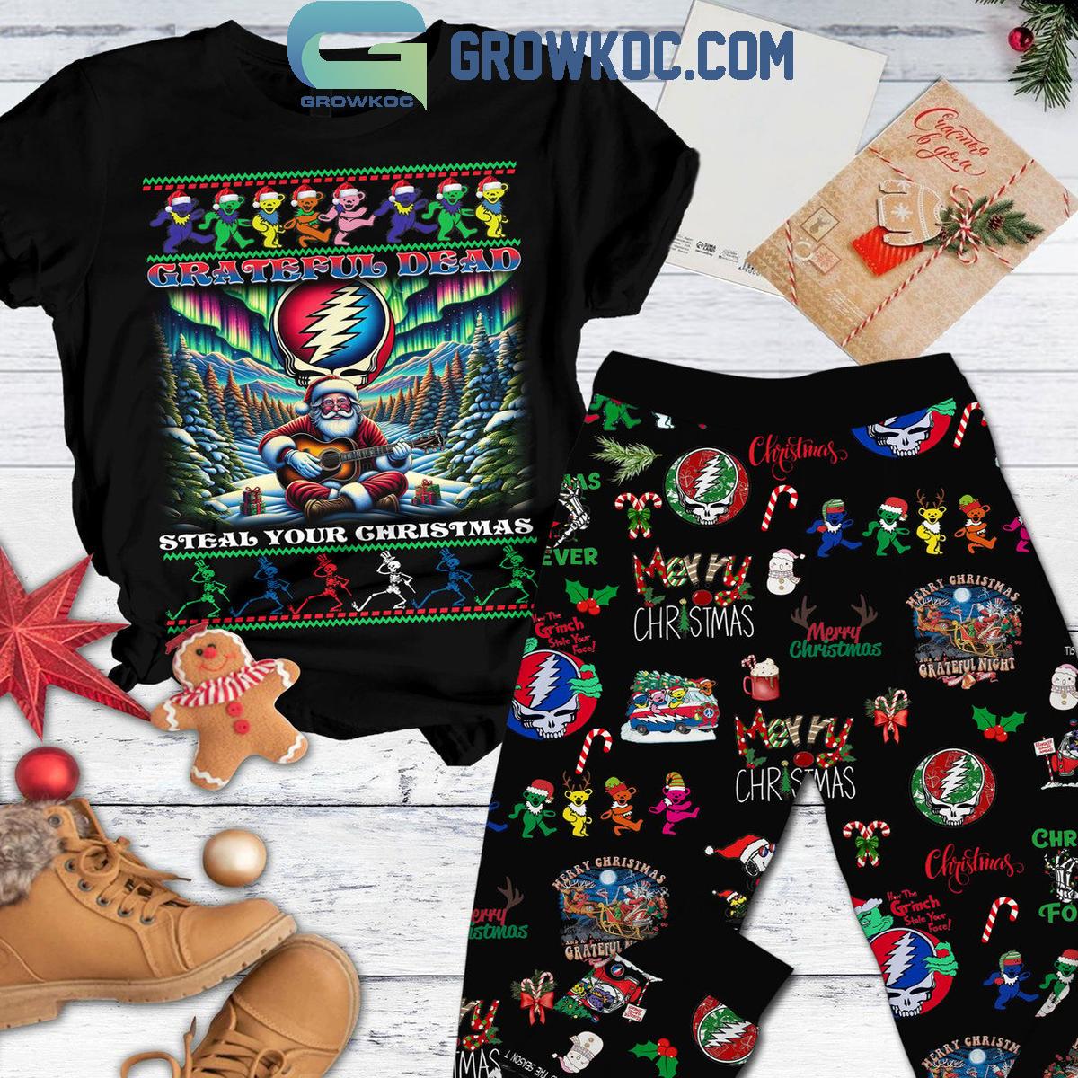 Grateful Dead Steal Your Christmas Merry Christmas Fleece Pajamas Set 1 IVcCS