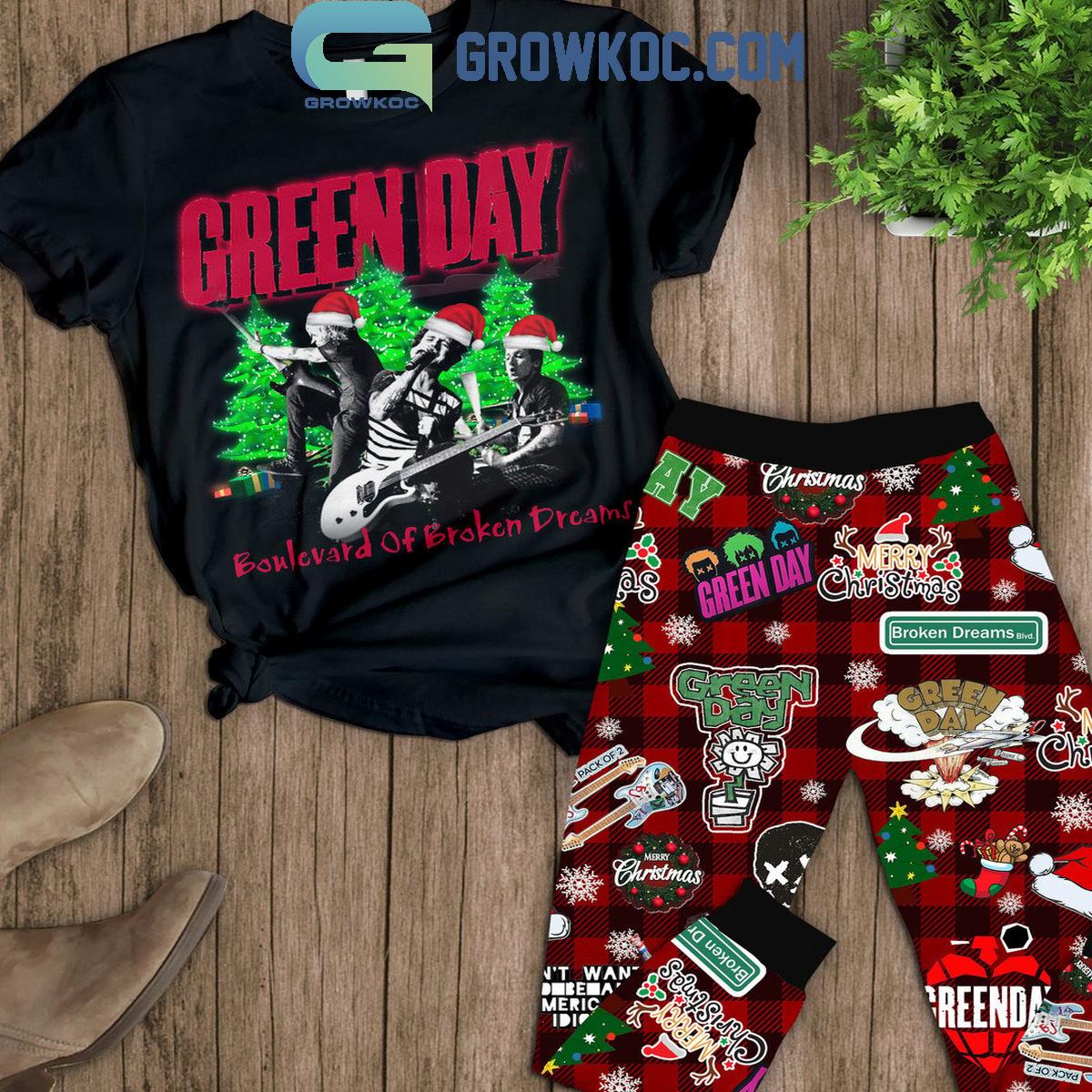 Green Day Boulevard Of Broken Dreams Christmas Fleece Pajamas Set 1 DpgYl