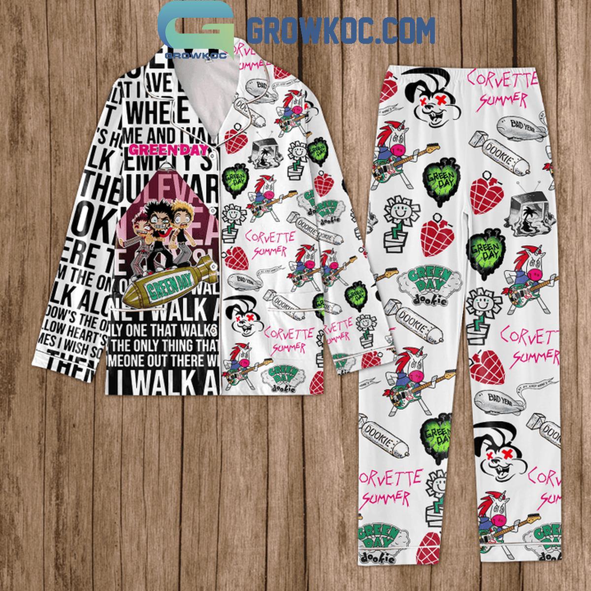 Green Day Corvette Summer Polyester Pajamas Set 1 3i1Kx