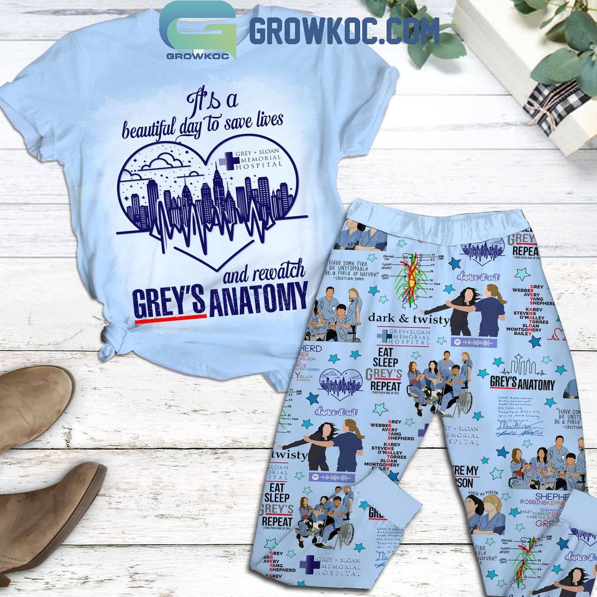 Greys Anatomy Beautiful Days To Save Lives Fleece Pajamas Set 1 9YlfC