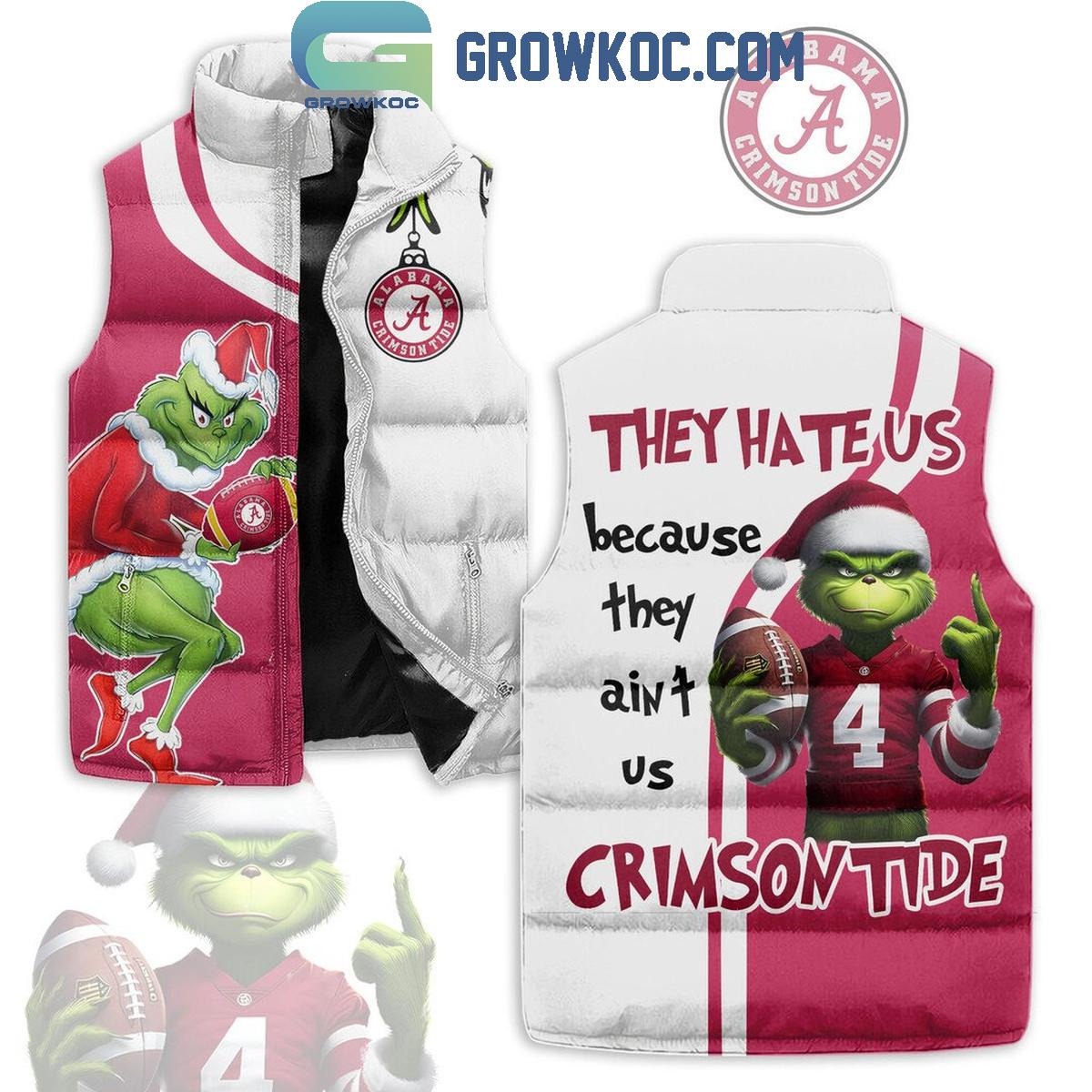 Grinch Alabama Crimson Tide They Hate Us Because They Aint Us Sleeve Puffer Jacket 1 k7iYA