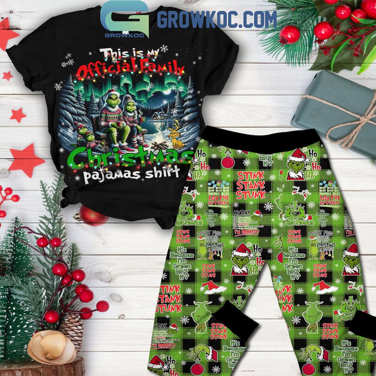 Grinch This Is Official Family Christmas Fleece Pajamas Set 1 dmklf