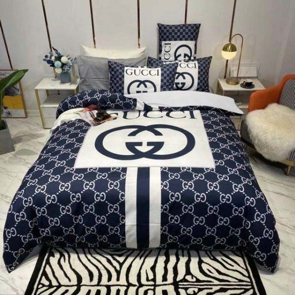 Gucci Big Logo In Blue Monogram Background Bedding Set King b26ccd0c 43cb 4a21 af8d 25fa633e56a5 1024x1024@2x
