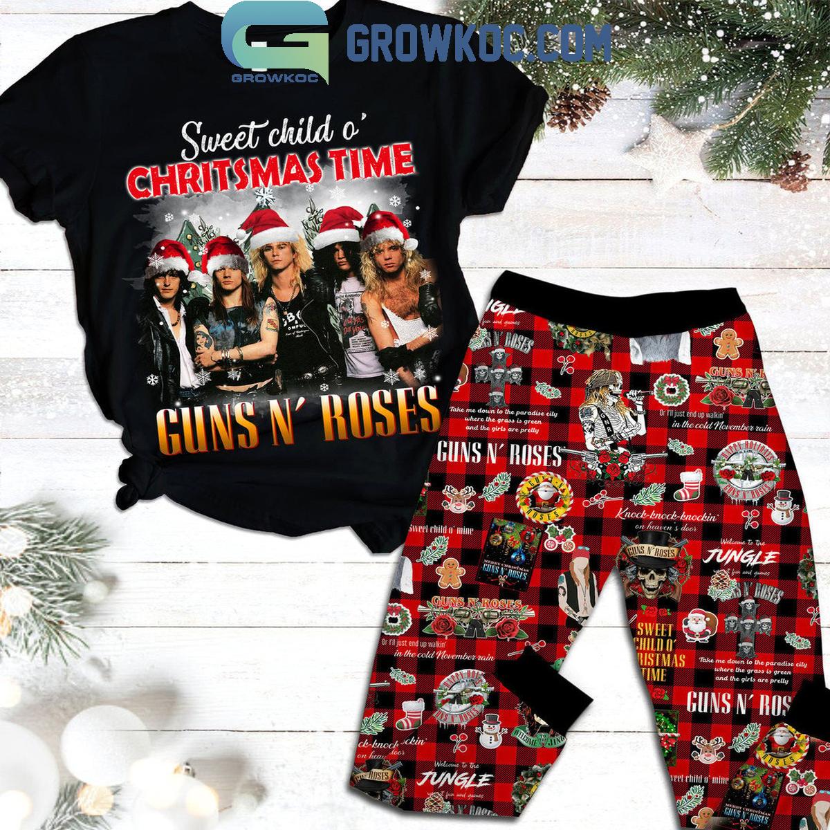 Gun N Roses Sweet Child O Christmas Time Fleece Pajamas Set 1 IxoKF