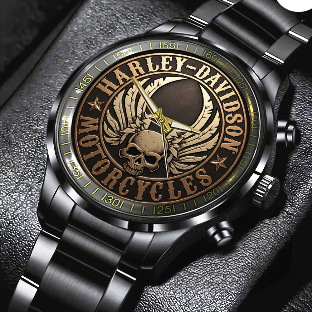 HARLEY DAVIDSON BLACK STAINLESS STEEL WATCH TMTHU1230 1