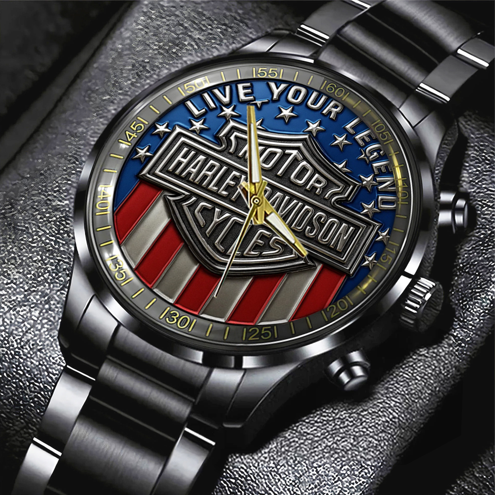 HARLEY DAVIDSON STAINLESS STEEL WATCH TMTHU985 1