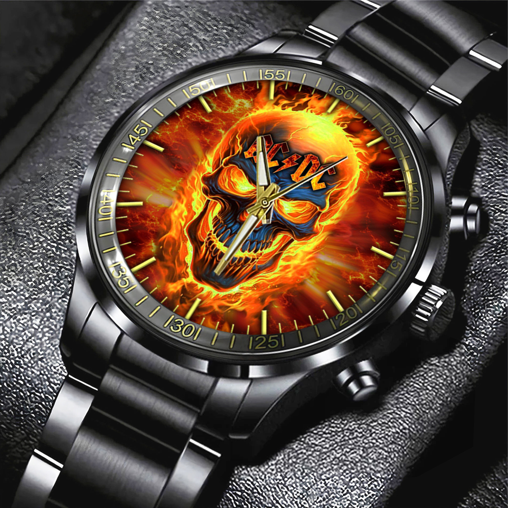 HUANNM4890 ACDC Black Stainless Steel Watch Linh