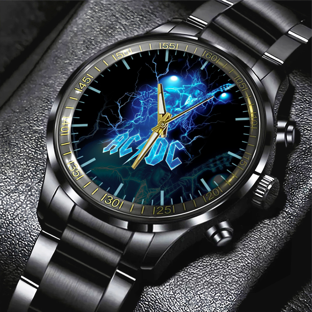 HUANNM4892 ACDC Black Stainless Steel Watch Linh