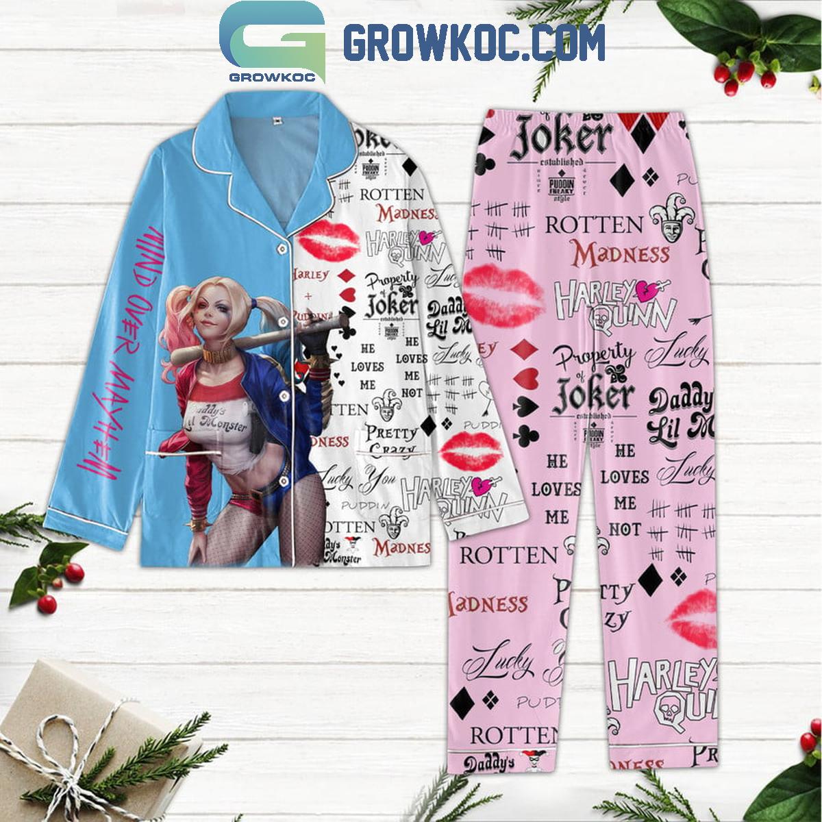 Harley Quinn Joker He Loves Me Not Polyester Pajamas Set 1 nrE80