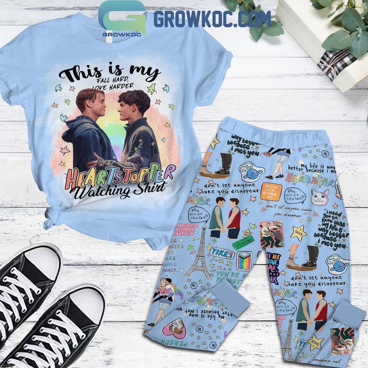 Heartstopper Fall Hard Love Hard This Is My Watching Fleece Pajamas Set 1 cryh3