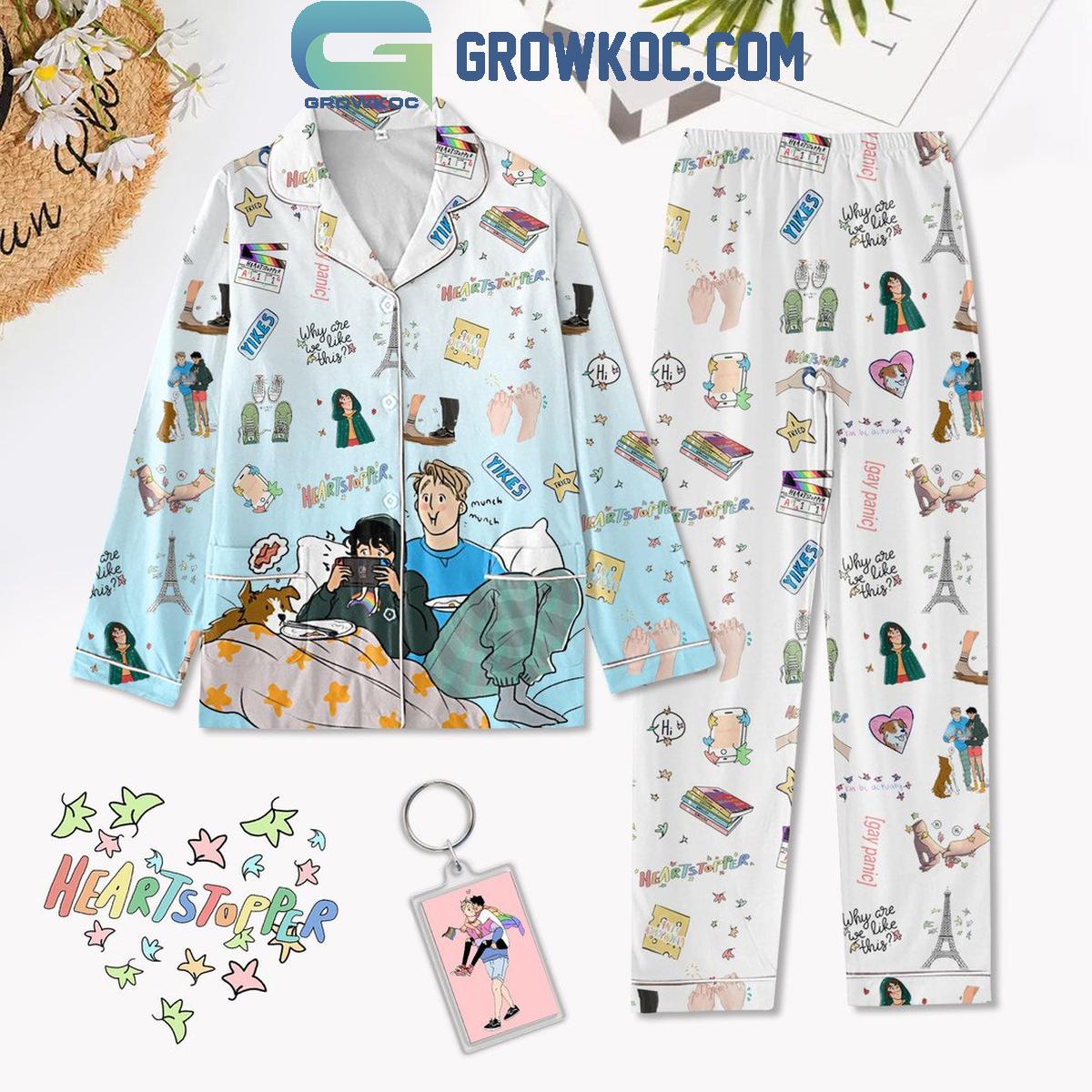 Heartstopper Why Are We Like This Christmas Blue Polyester Pajamas Set 1 kmCD1