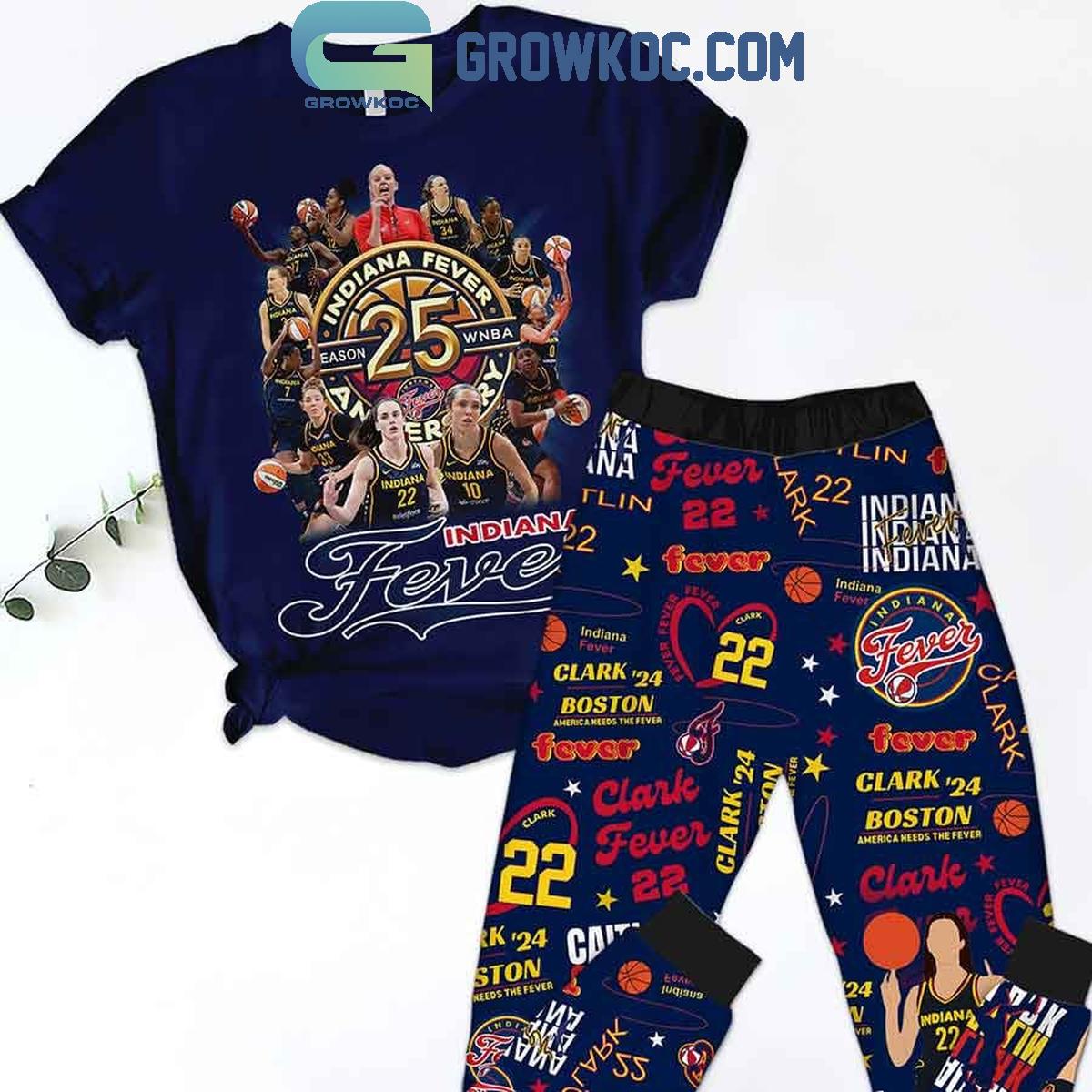 Indiana Fever 25th Season In WNBA Fleece Pajamas Set 1 f6J2R