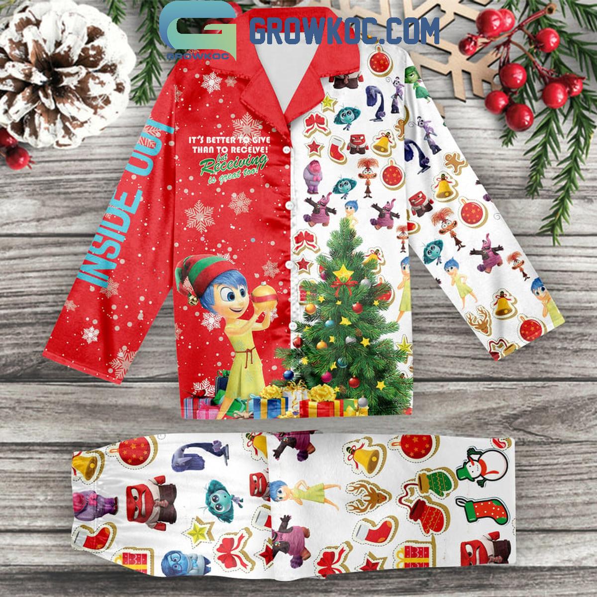 Inside Out Christmas Its Better To Give Than To Receive Polyester Pajamas Set 1 4E96N