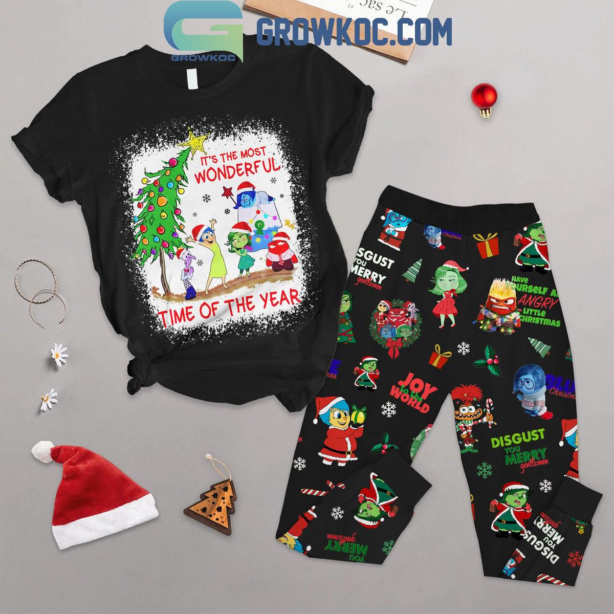 Inside Out Christmas Its The Most Wonderful Time Fleece Pajamas Set 1 WZXr5
