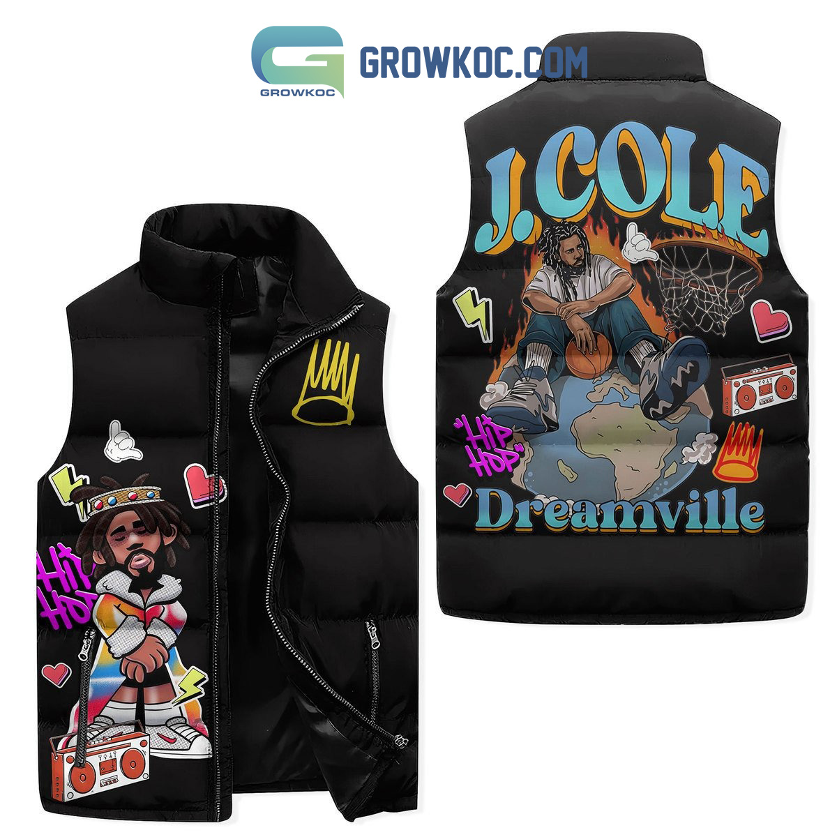J.Cole Dreamville Sleeveless Puffer Jacket2B1 cLmr7