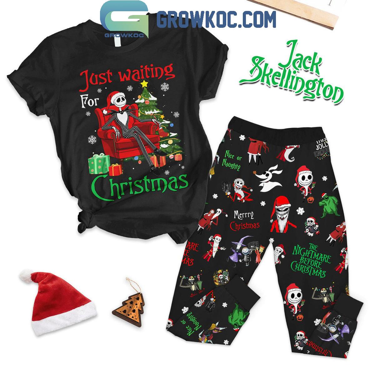 Jack Skellington Just Waiting For Christmas Fleece Pajamas Set 1 6Nt0R