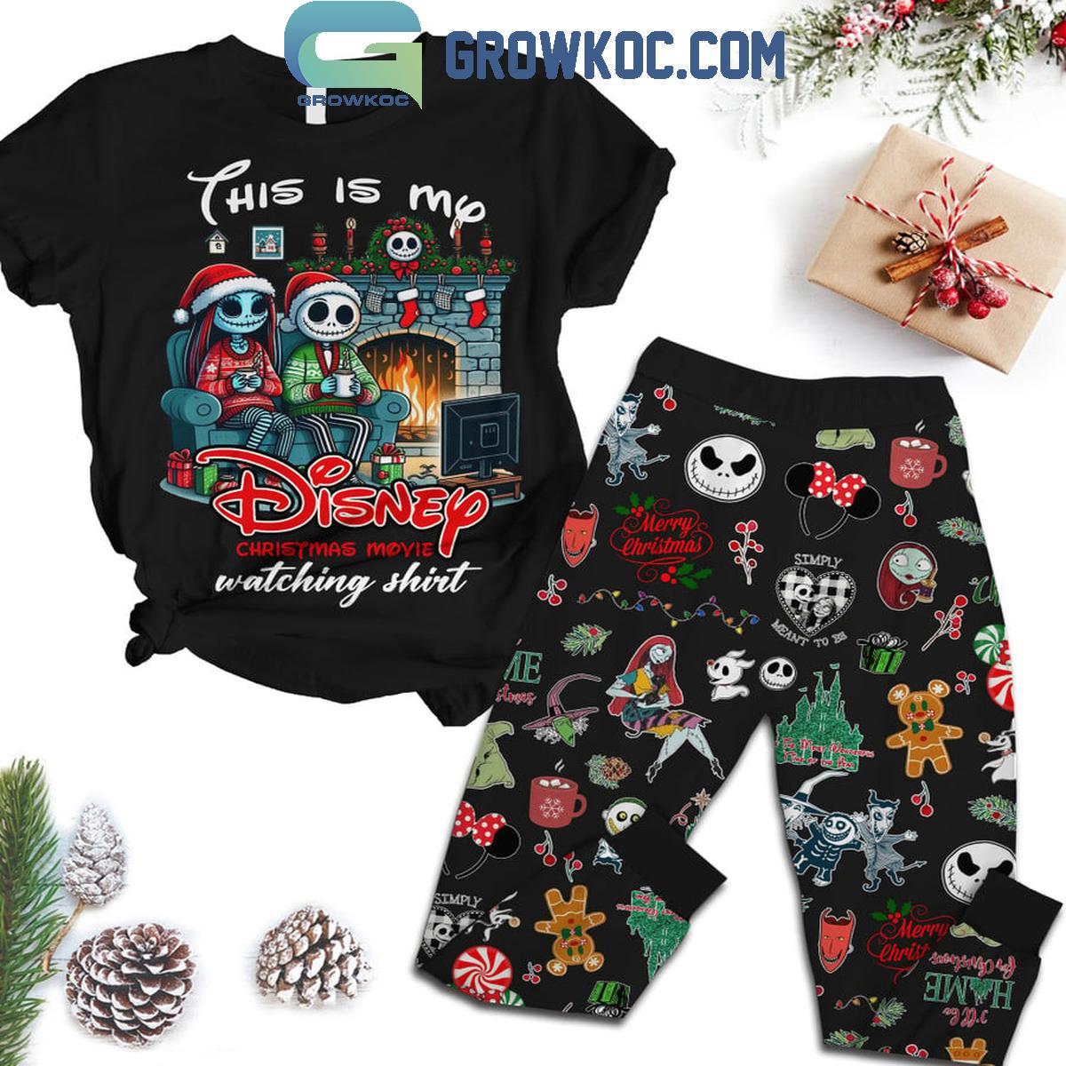 Jack Skellington This Is My Disney Christmas Movie Watching Fleece Pajamas Set 1 iRztO