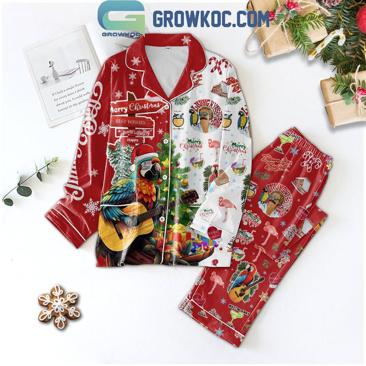 Jimmy Buffett Blame It On Buffett Christmas Polyester Pajamas Set 1 vHMh9