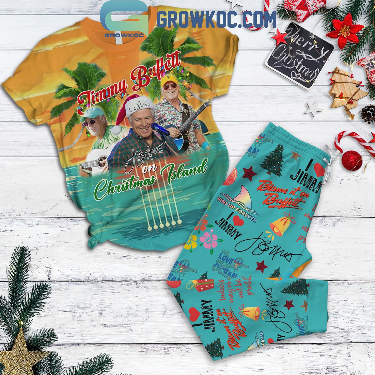 Jimmy Buffett Blame It On Jimmy Christmas Fleece Pajamas Set 1 Mz2ul