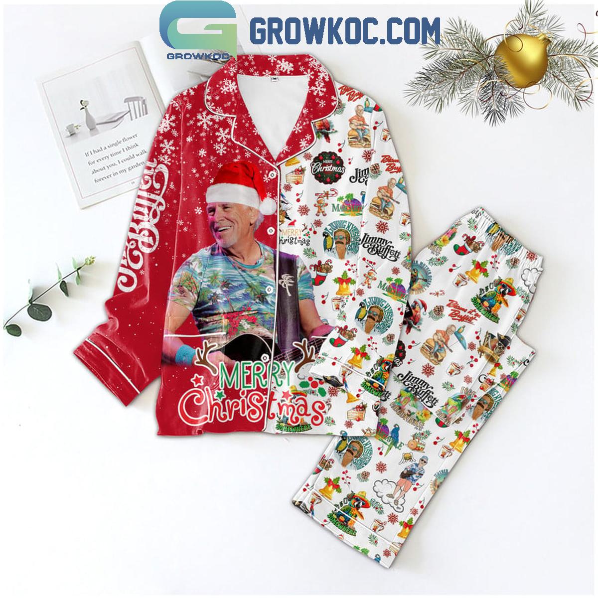 Jimmy Buffett Merry Christmas And Happy New Year 2025 Polyester Pajamas Set 1 DN82K