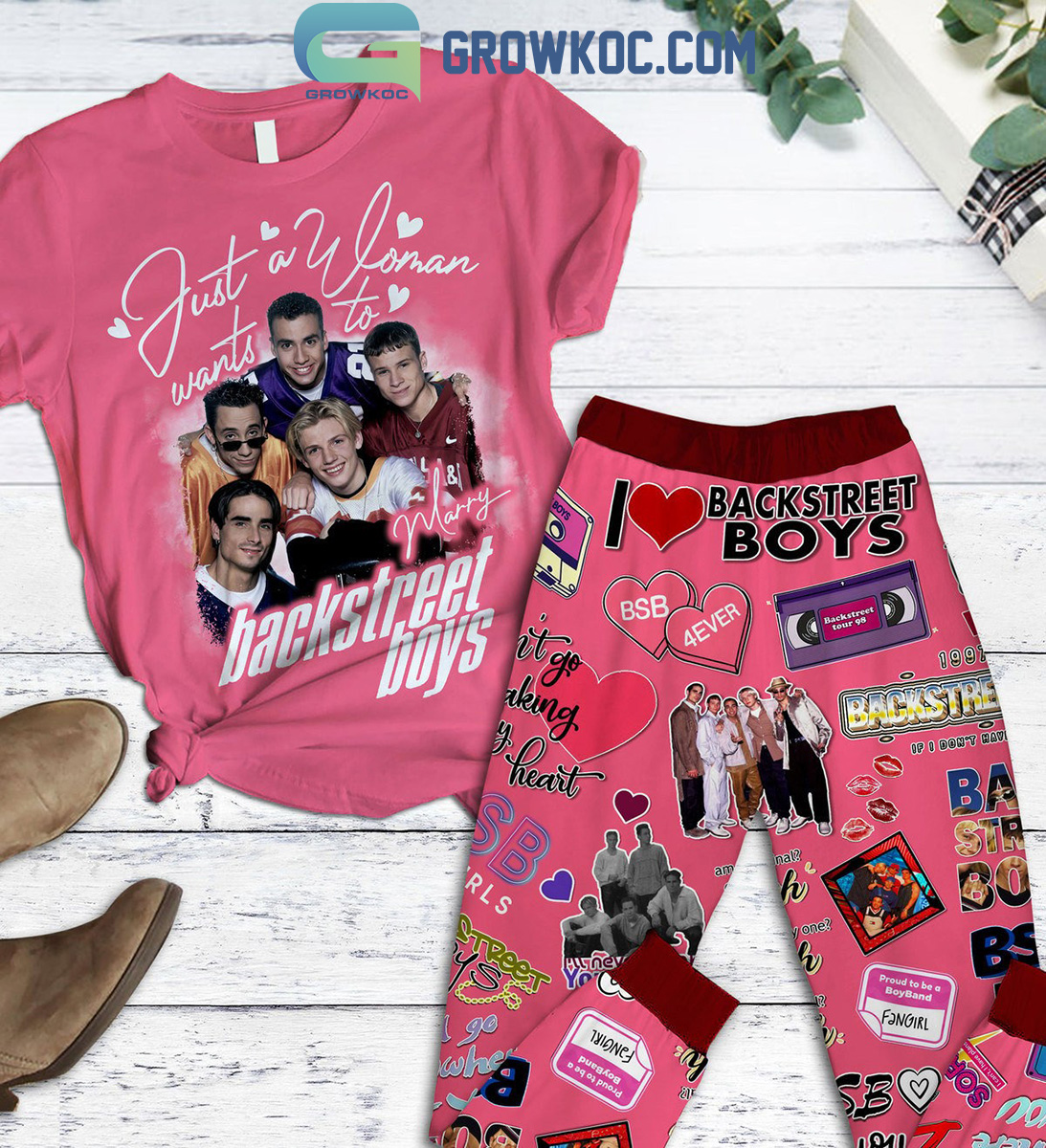 Just A Woman Wants To Marry Backstreet Boys Fleece Pajamas Set Pink Version2B1 54VZj