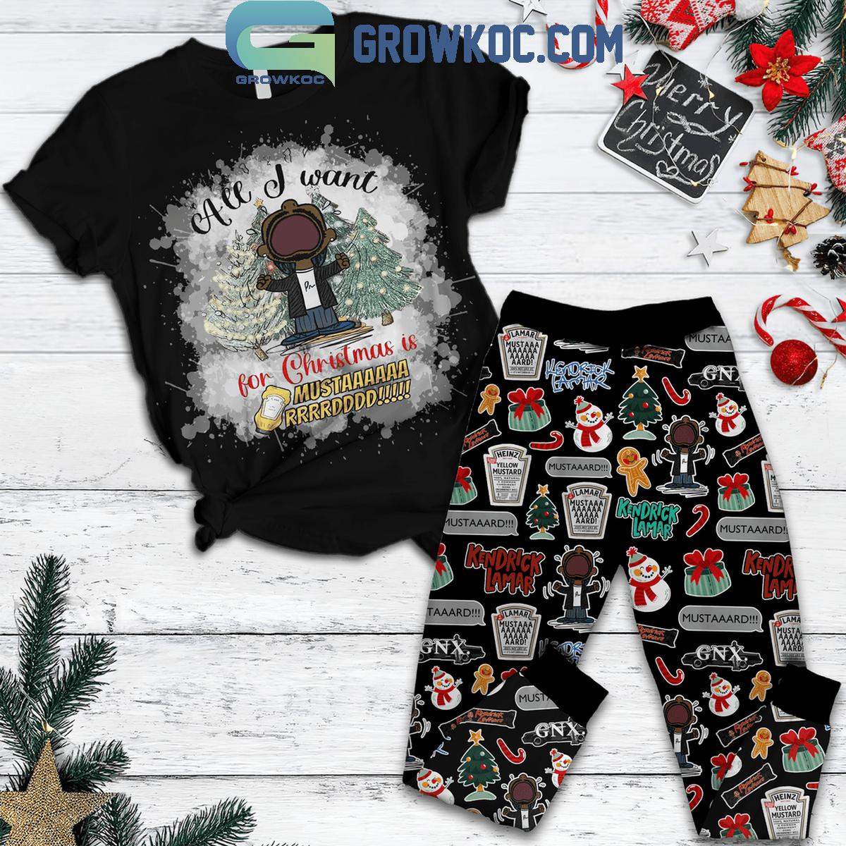 Kendrick Lamar Mustard Christmas Time Fleece Pajamas Set 1 7fna6