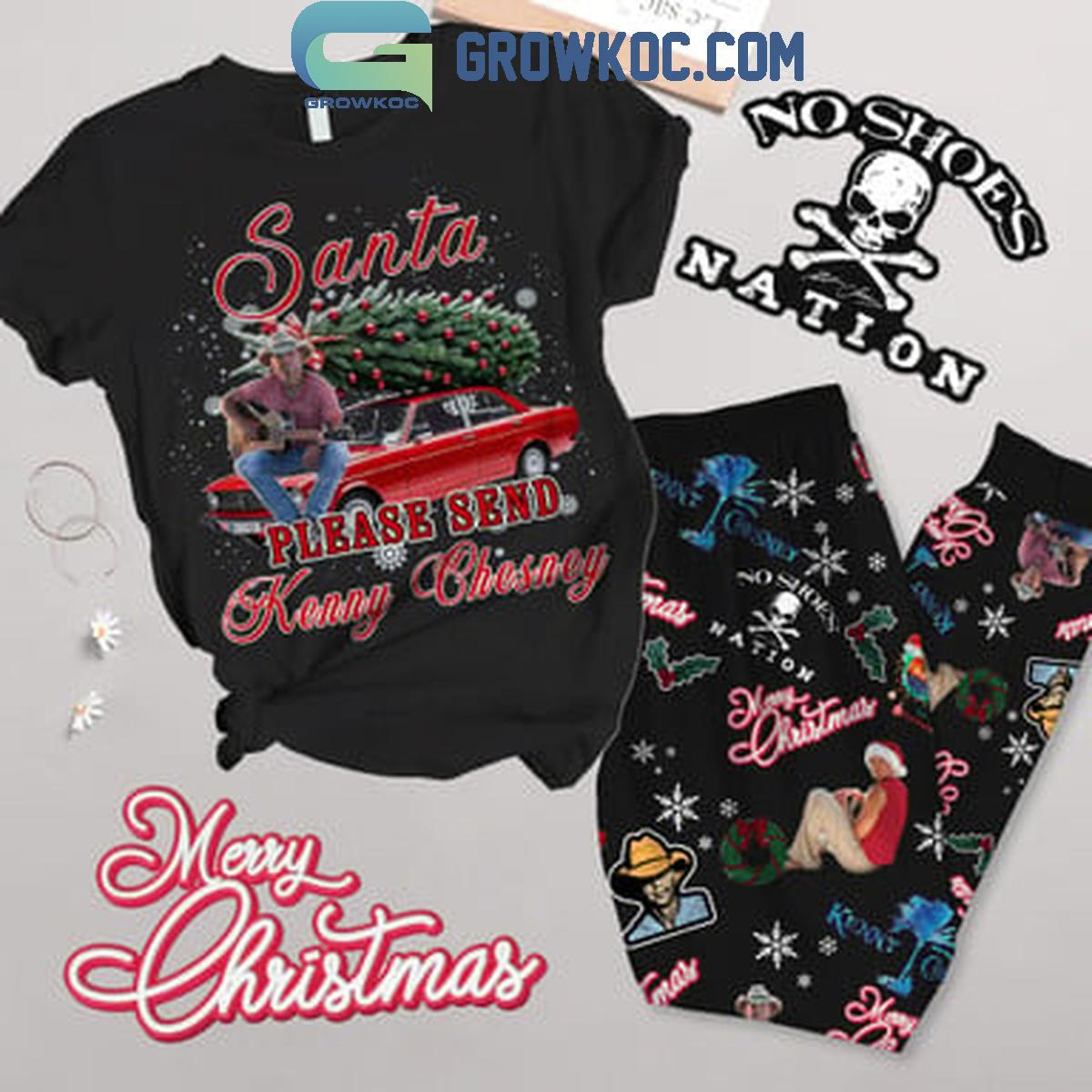 Kenny Chesney Santa Please Send Kenny In Christmas Fleece Pajamas Set 1 KBbaG