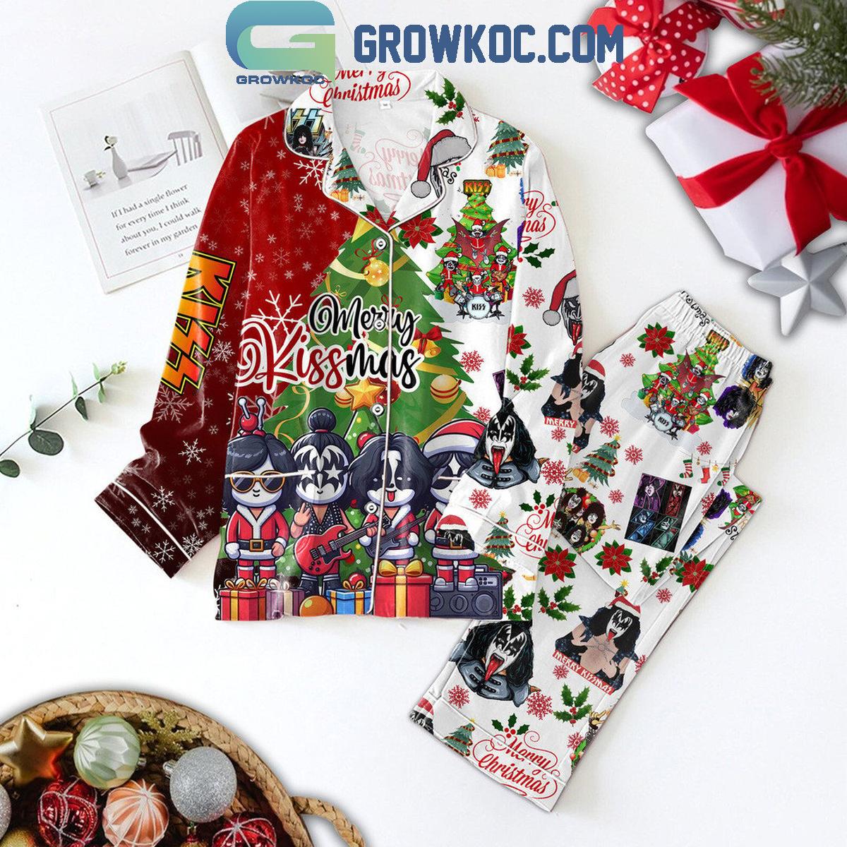 Kiss Rock Christmas Merry Kissmas Polyester Pajamas Set 1 jaOvL