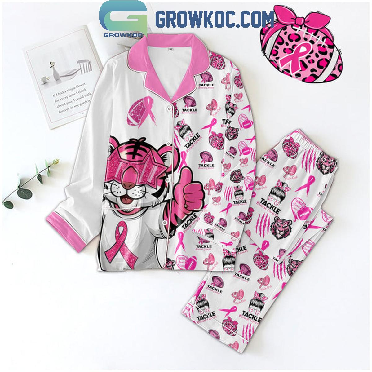 LSU Tigers Tackle Breast Cancer Pink Out Polyester Pajamas Set 1 D5nbk