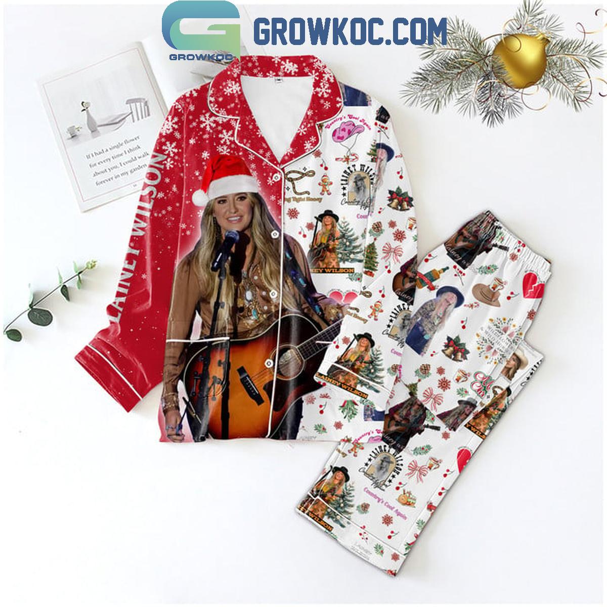 Lainey Wilson Countrys Cool Again Christmas Polyester Pajamas Set 1 BVIdg