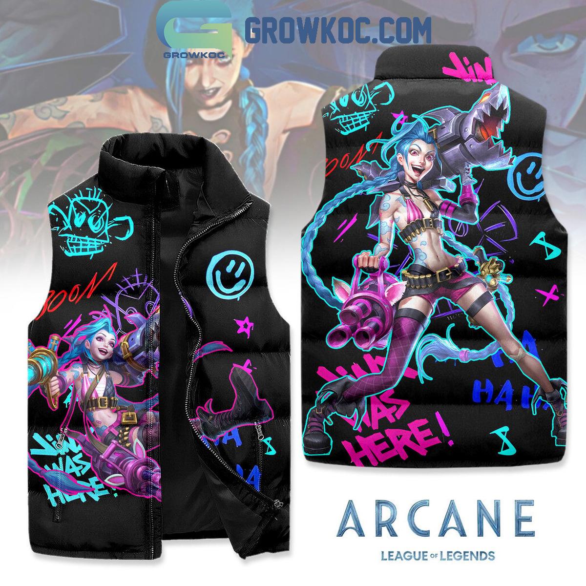 League Of Legends Arcane Jinx Was Here Sleeveless Puffer Jacket 1 fERrs