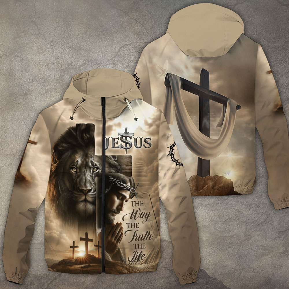 Lion Cross Resurrection Christian Windbreaker Jacket TANTN16189 mockup
