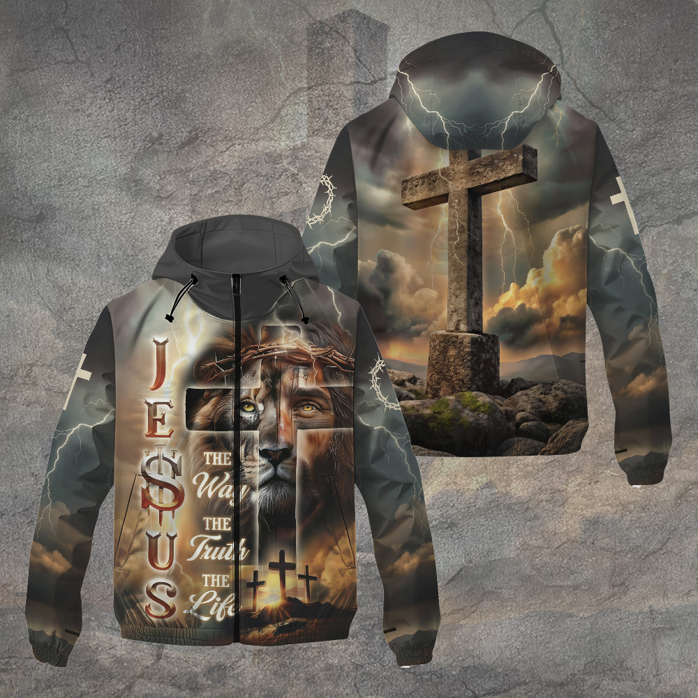 Lion Cross Resurrection Christian Windbreaker Jacket TANTN16195