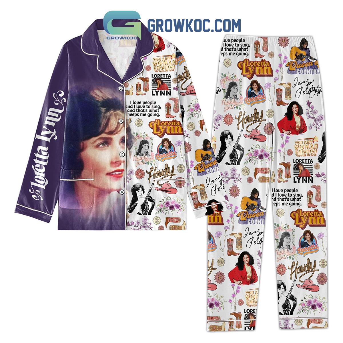 Loretta Lynn I Love People And I love To Sing Pajamas Set2B1 c7Uhl
