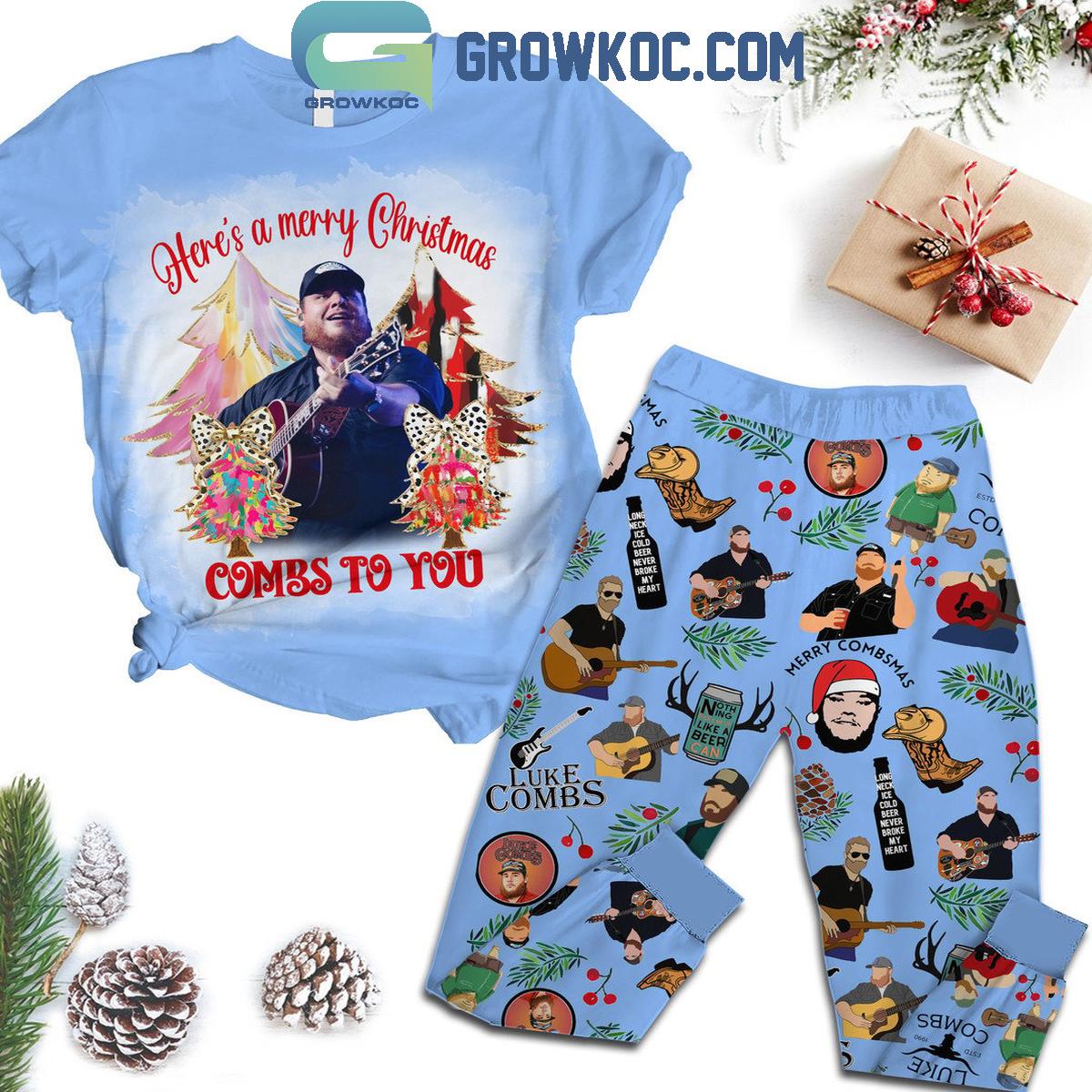 Luke Combs Heres A Merry Christmas Combs To You Fleece Pajamas Set 1 rsTpf