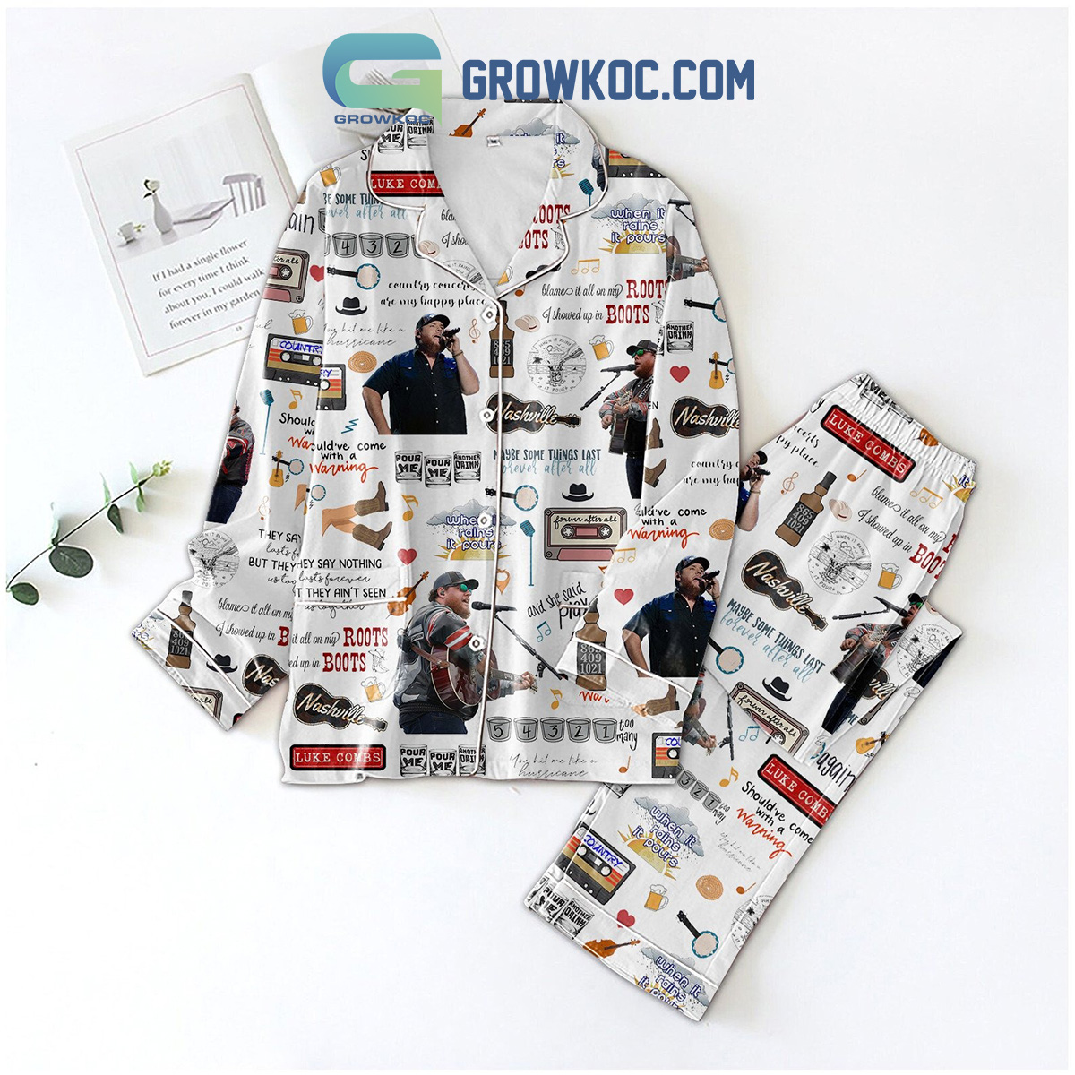 Luke Combs When It Rains Polyester Pajamas Set2B1 1Q6Da