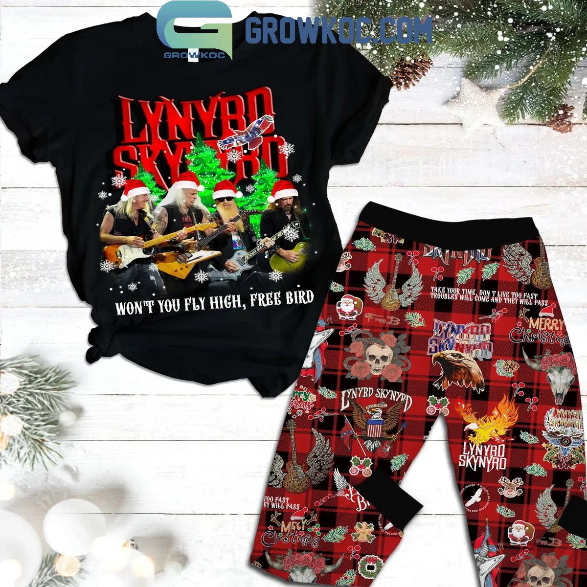 Lynyrd Skynyrd Wont You Fly High Free Bird In Christmas Fleece Pajamas Set 1 5fKdy