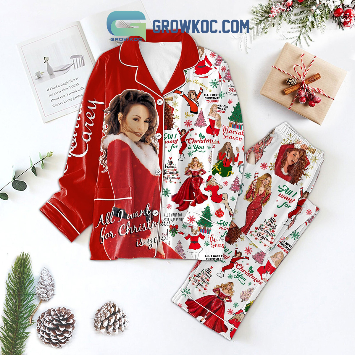 Mariah Carey Merry Christmas Holiday Pajamas Set2B1 K7Ai1