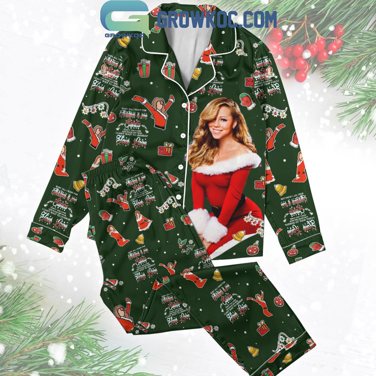 Mariah Careys Christmas Time Happy Holiday Polyester Pajamas Set Green 1 ToGz5