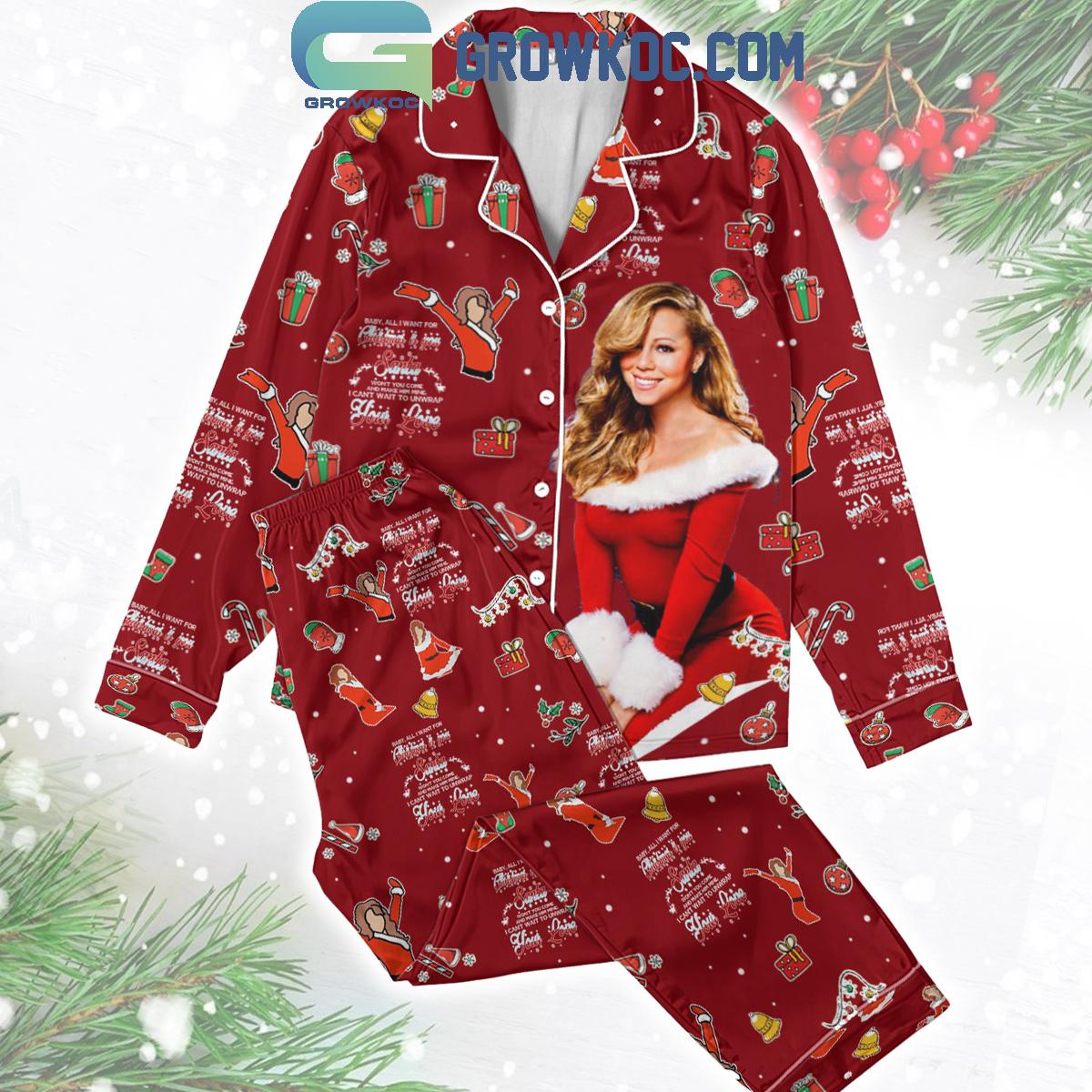 Mariah Careys Christmas Time Happy Holiday Red Polyester Pajamas Set 1 tn4hM