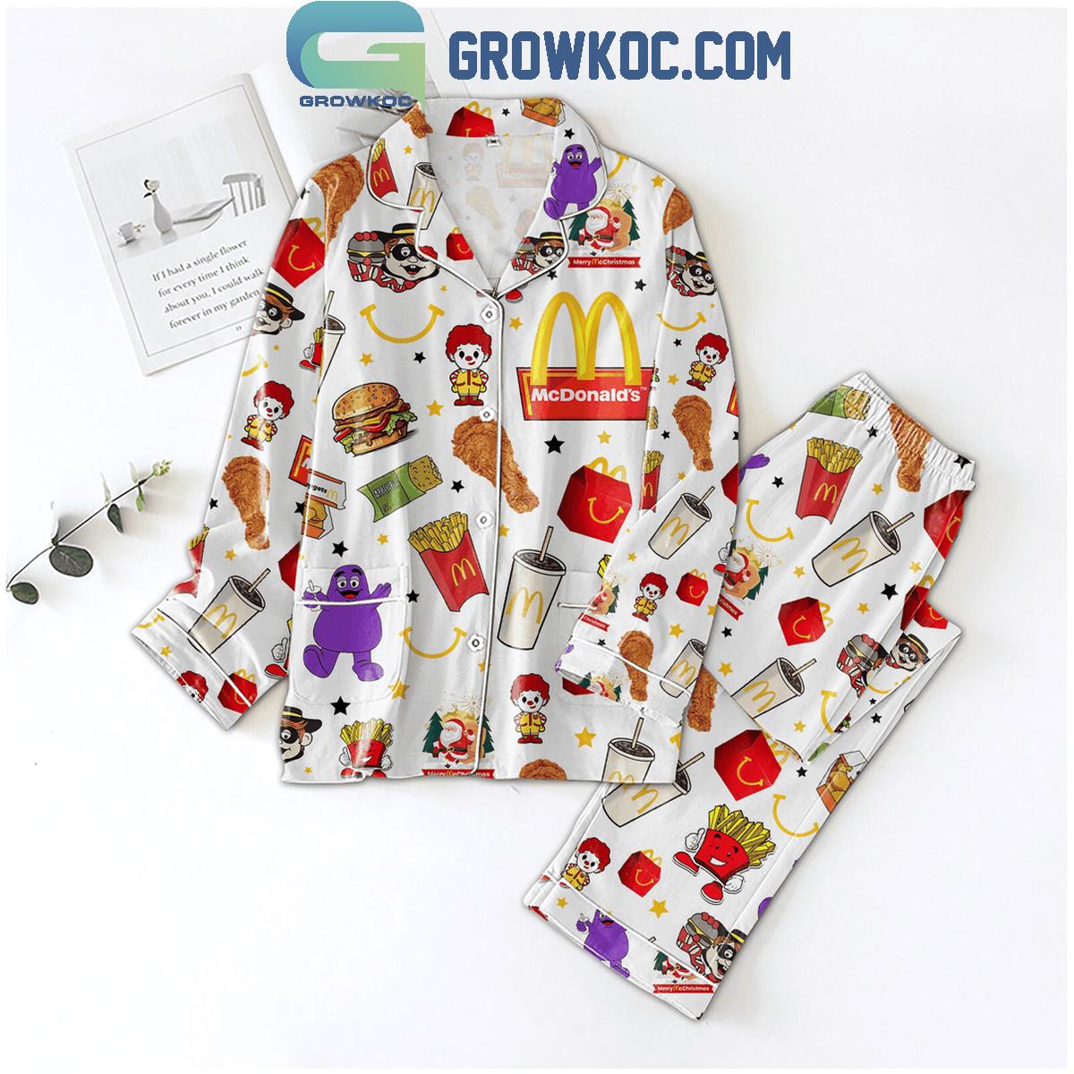 McDonalds Mascot And Big Mac Christmas Polyester Pajamas Set 1 ZdphK