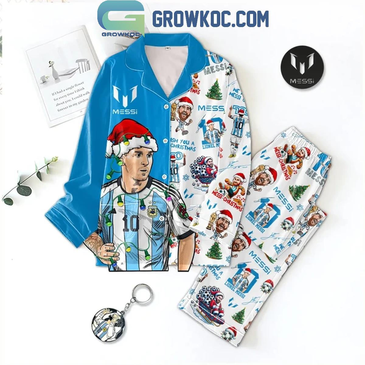Messi The Goat Wish You A Messi Christmas Polyester Pajamas Set 1 D9fcv